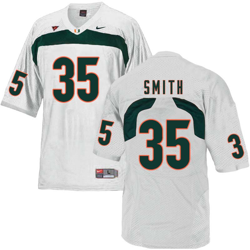 Nike Miami Hurricanes #35 Mike Smith College Football Jerseys Sale-White - Click Image to Close